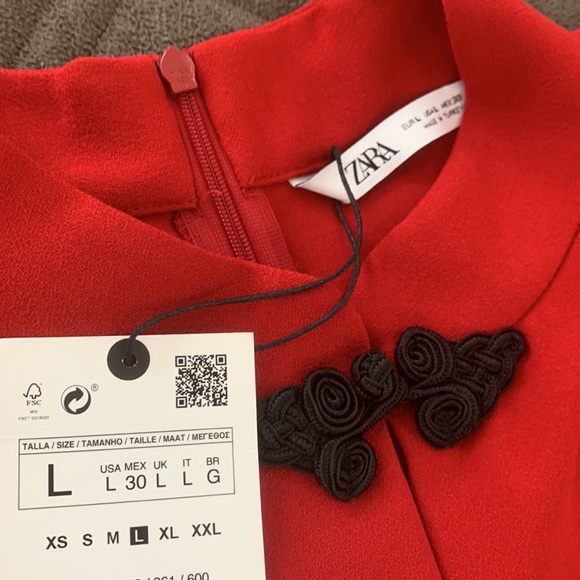 NWT Zara Red Toggle Dress size Large - Picture 11 of 17